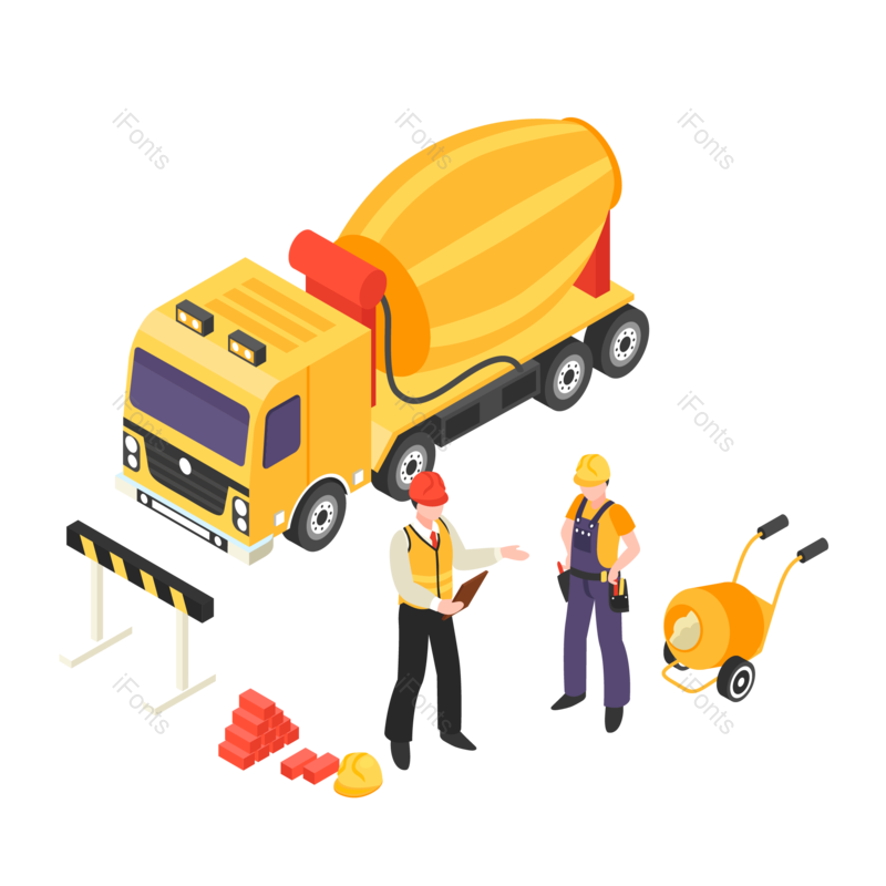 卡车图片,工人元素,安全PNG,免抠素材